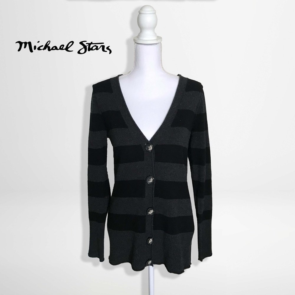 Michael Stars Gray Striped Cardigan